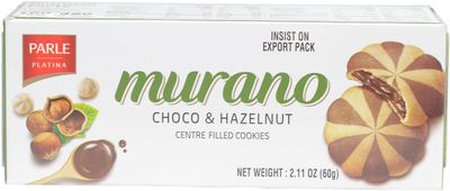 Parle Murano Choco & Hazelnut Center Filled Cookies 60gm