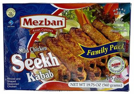Mezban Frozen Mild Chicken Seekh Kabab 16 Pieces