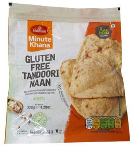 Haldiram's Frozen Gluten Free Tandoori Naan (4 Count) 320gm