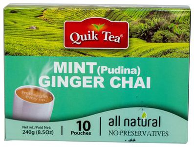 Quik Tea Mint (Pudina) Ginger Tea 10 Counts 240G