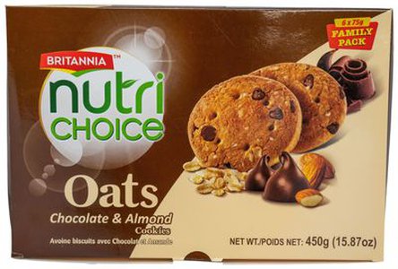 Britannia Nutri Choice Oats Chocolate & Almond Cookies 450 gm
