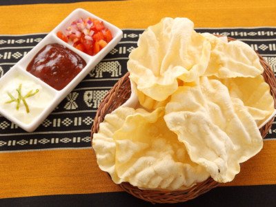 Papad Basket With Condiments