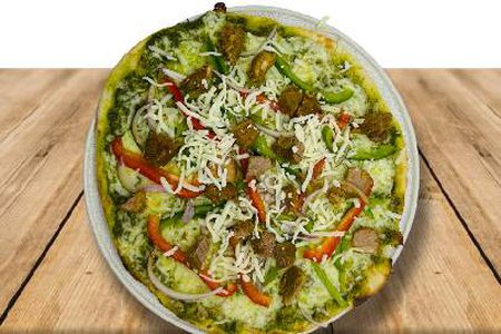 Pesto naan pizza lamb