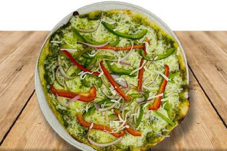 Pesto naan pizza vegetables